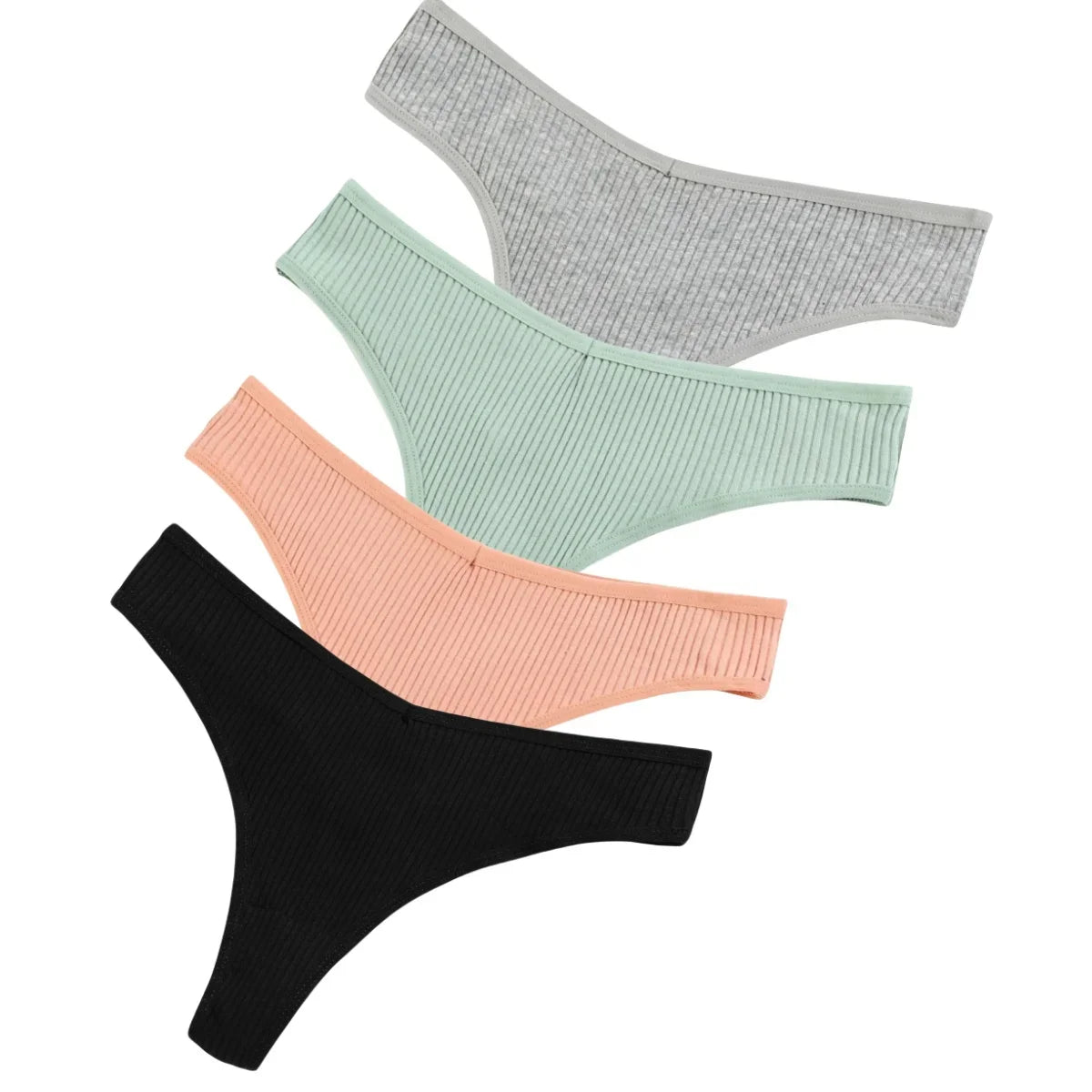 CowLost | product_id-4pcs-women-cotton-low-rise-solid-color-v-waist-g-string-thongs-m-xxl |17
