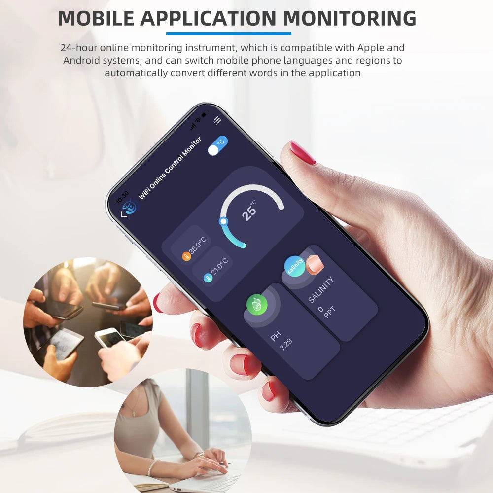 Tuya WiFi 8-in-1 Water Quality Tester pH/EC/TDS/Salt/S.G/ORP/CF/Temp Meter pH-W218 for Aquarium