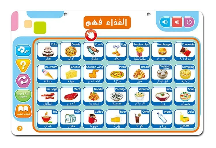 Muslim Kids Arabic Electronic Learning Board with 11 Themes Alphabet Number Words Sound Toy