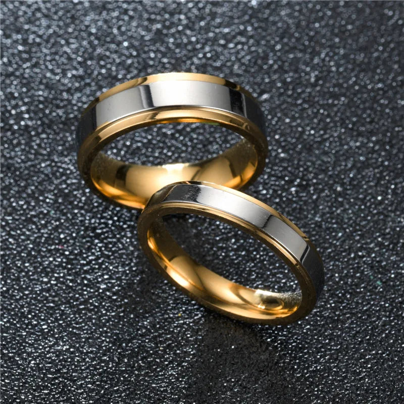 Stainless Steel Couple Rings Set Matching Wedding Bands for Men & Women Anniversary Valentine Gift Sizes 6-13