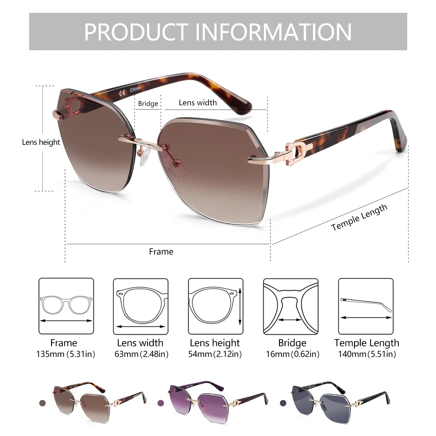 CowLost | zenottic-fashion-women-rimless-sunglasses-for-ladies-trendy-geometric-diamond-cutting-gradient-lens |5