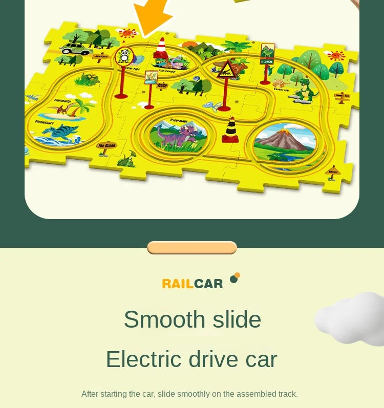 Children's Electric Railroad Speeder DIY Puzzle Car Educational Toy Gift