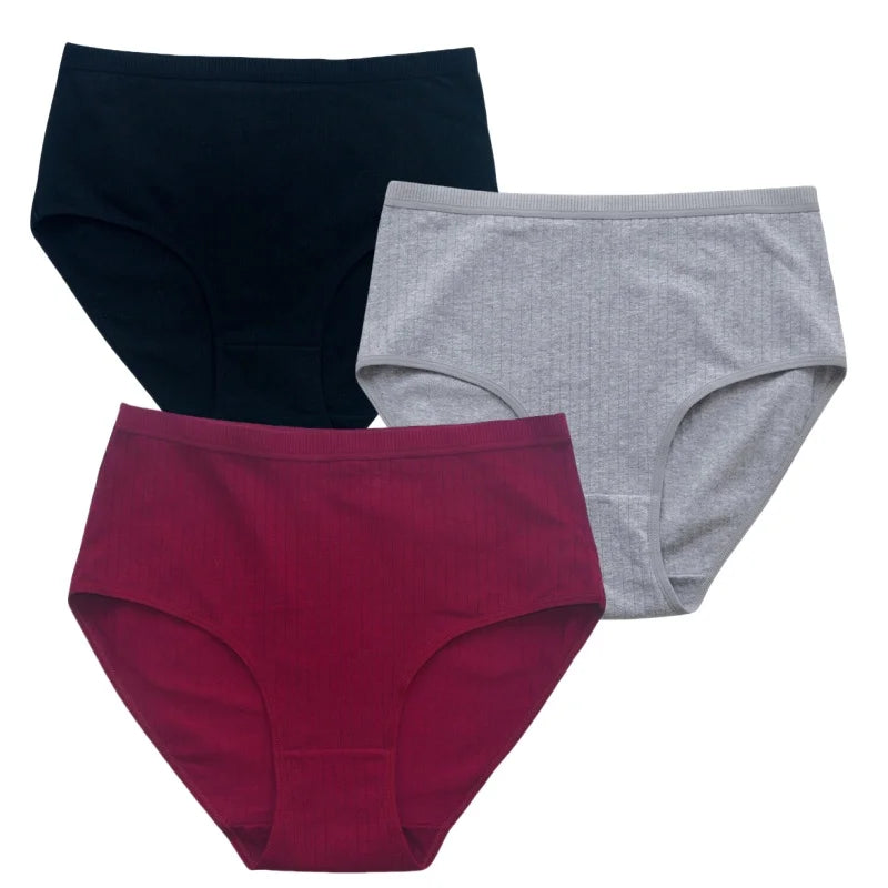 CowLost | product_id-3pcs-women-high-waist-cotton-briefs-tummy-control-breathable-underwear-m-xxl |24
