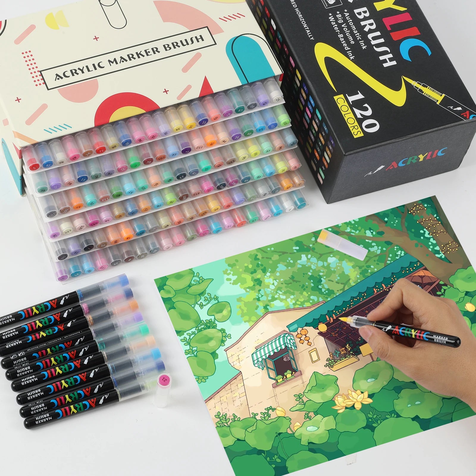 CowLost | product_id-120-color-liquid-acrylic-paint-markers-set-with-soft-brush-tips-for-art-and-drawing |4