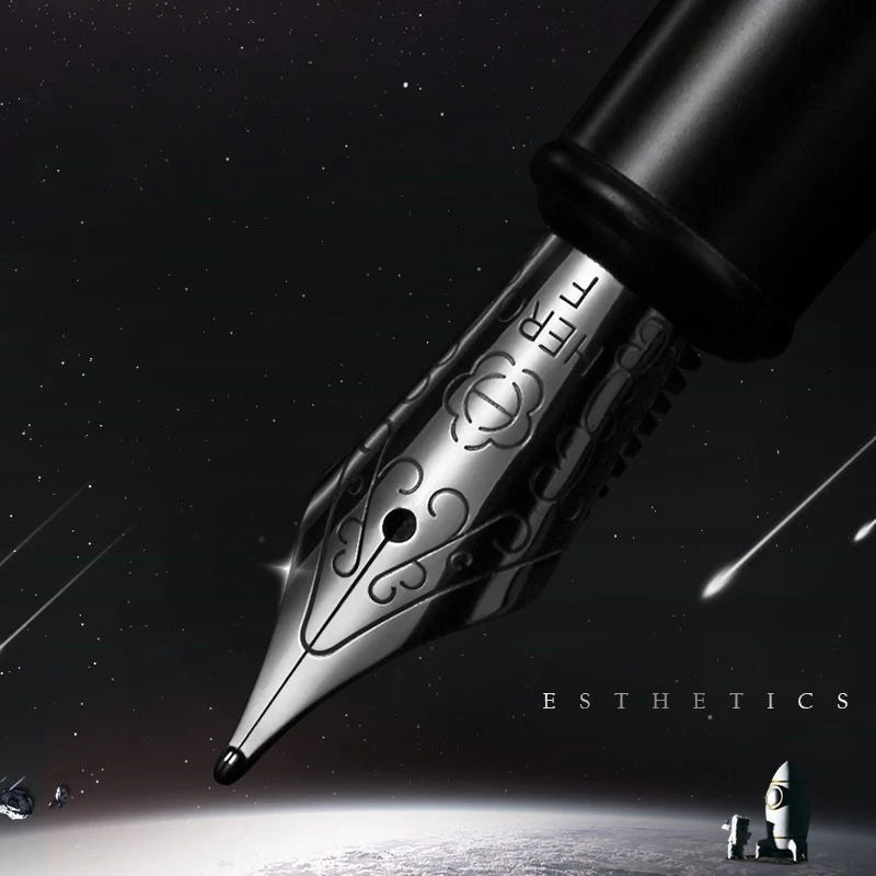 CowLost | product_id-hero-metal-fountain-pen-ef-f-nib-black-silver-tree-texture-writing-ink-pen-gift |3