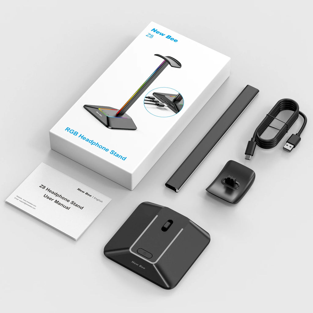 CowLost | mobile-phone-cases-new-bee-z8-rgb-headphone-stand-with-usb-ports |6