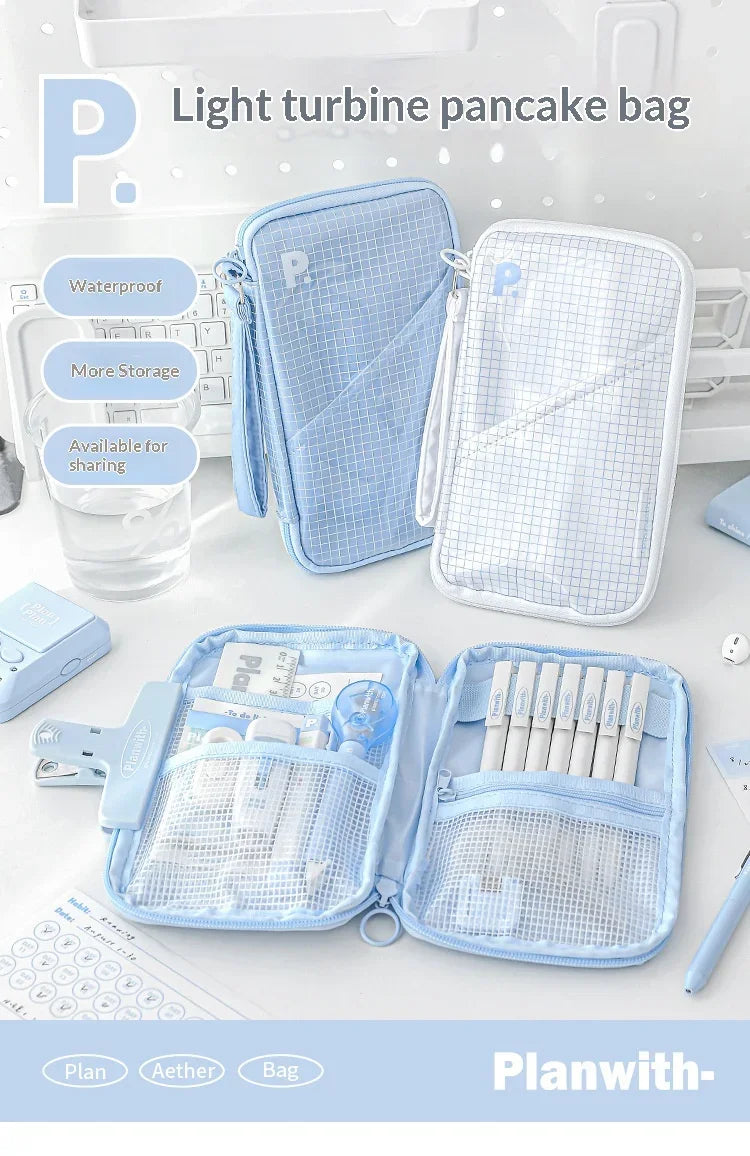 CowLost | product_id-planwith-translucent-sesame-bun-large-capacity-pencil-case-for-school-travel |7