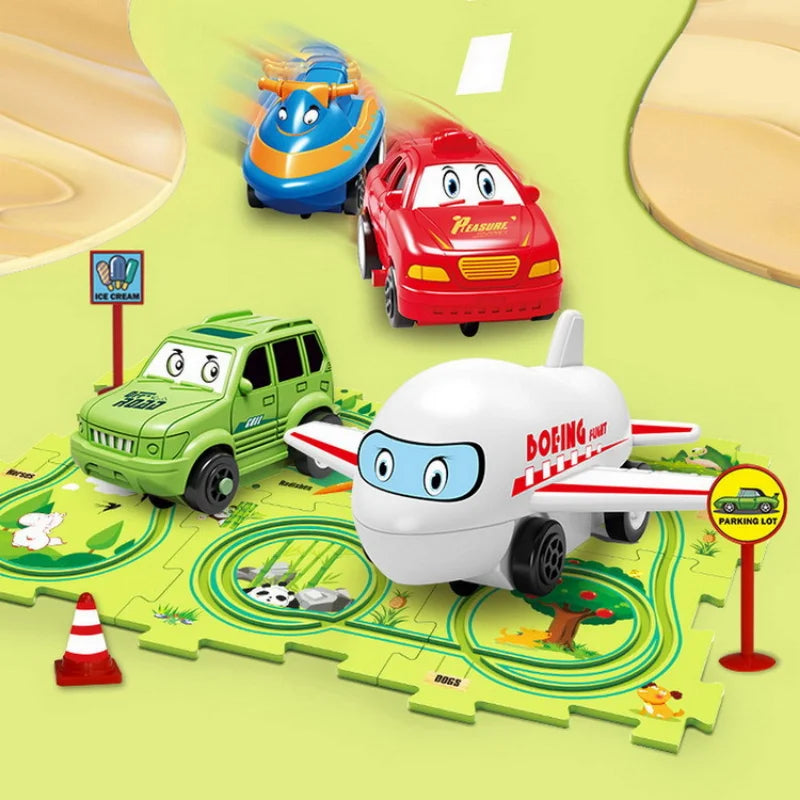 Children's Electric Railroad Speeder DIY Puzzle Car Educational Toy Gift