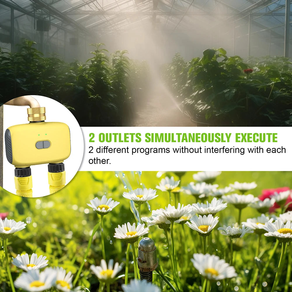 Bluetooth 2-Zone WiFi Sprinkler Timer IP55 Waterproof Garden Irrigation Controller 3/4" Faucet Timer