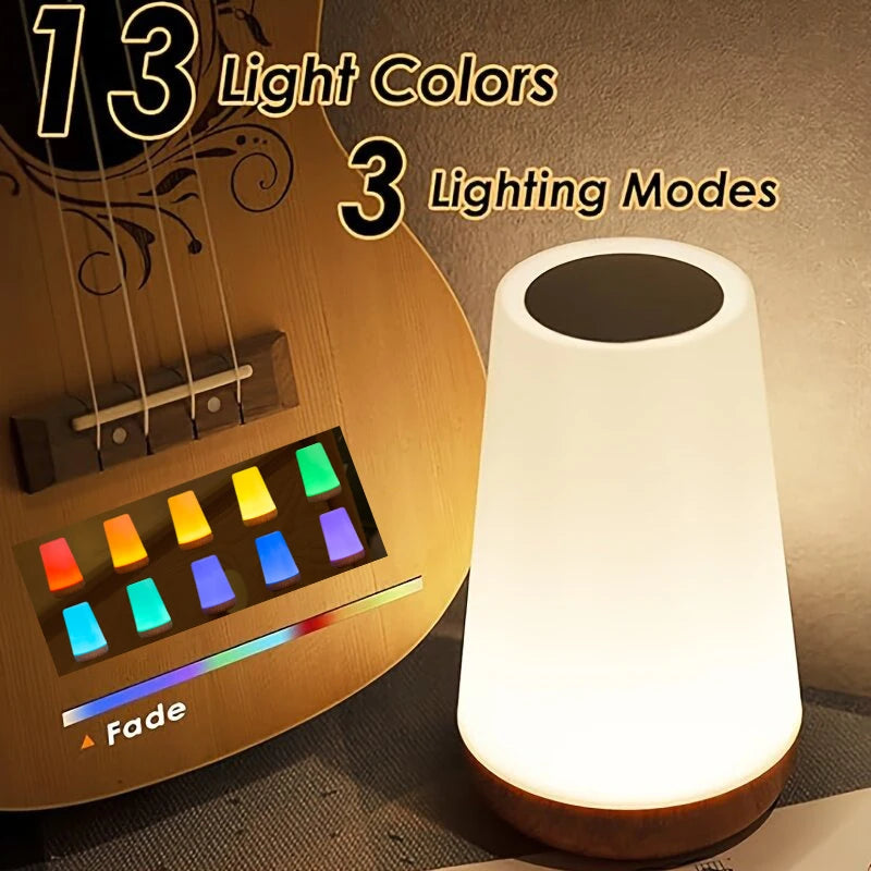 CowLost | usb-touch-control-led-night-light-13-colors-changing-dimmable-bedside-table-lamp-with-remote-for-bedroom-camping-reading-decor-1 |1