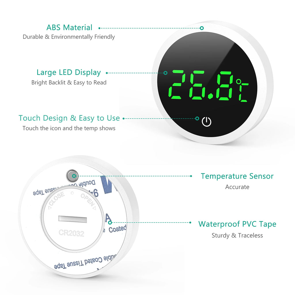 ORIA Digital LCD Aquarium Thermometer Round Mini Electronic Fish Tank Temperature Meter