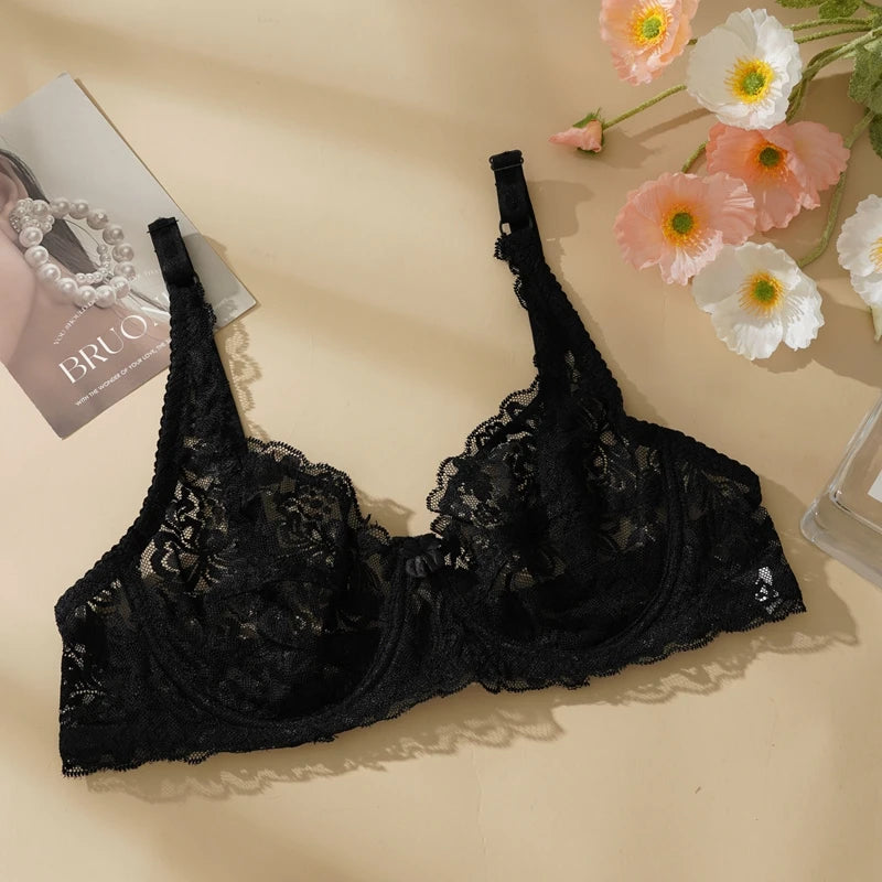 CowLost | sexy-push-up-hollow-out-lace-bras-women-mesh-transparent-lingerie |18