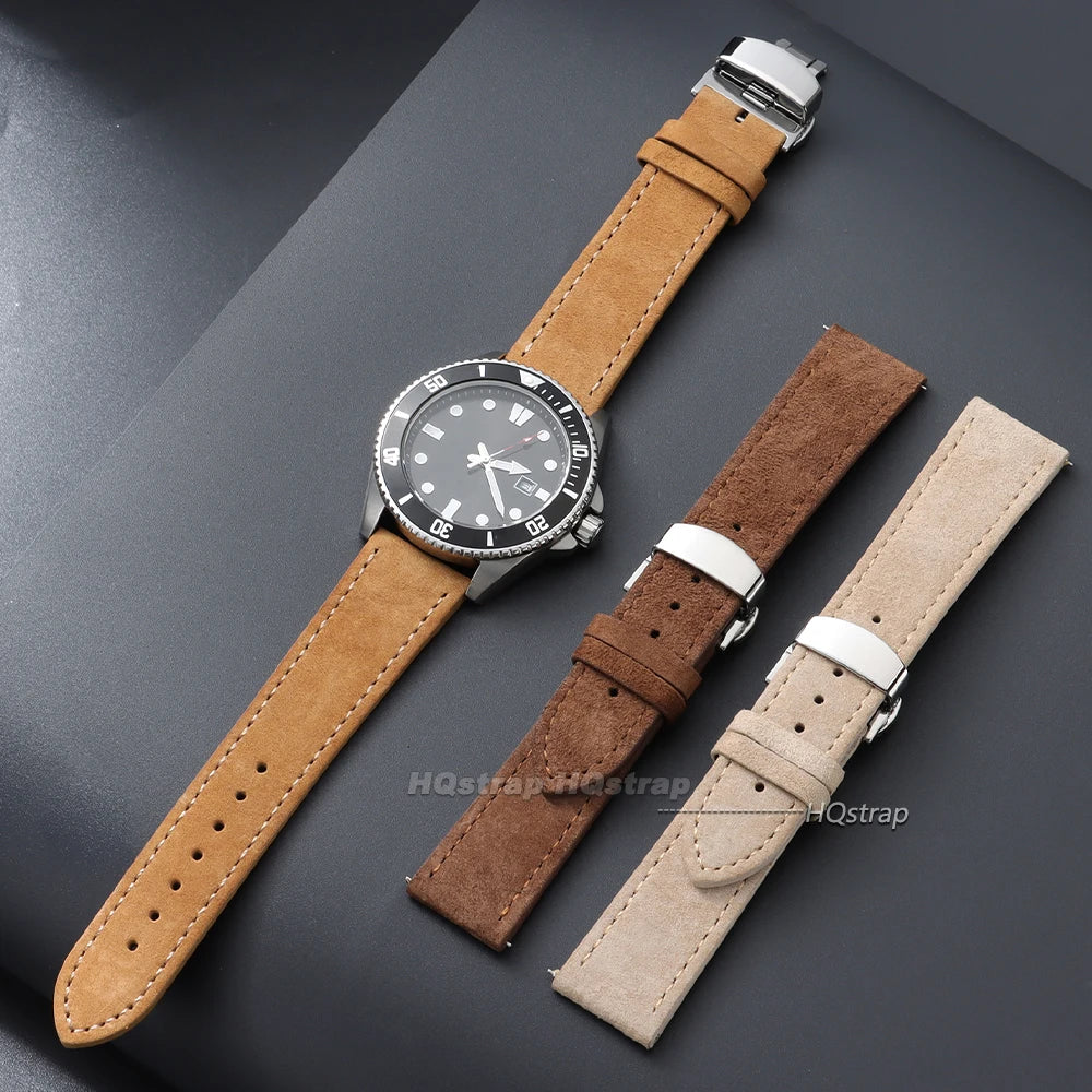CowLost | product_id-suede-leather-watch-band-18-22mm-with-stainless-steel-butterfly-buckle-black-brown-blue |5