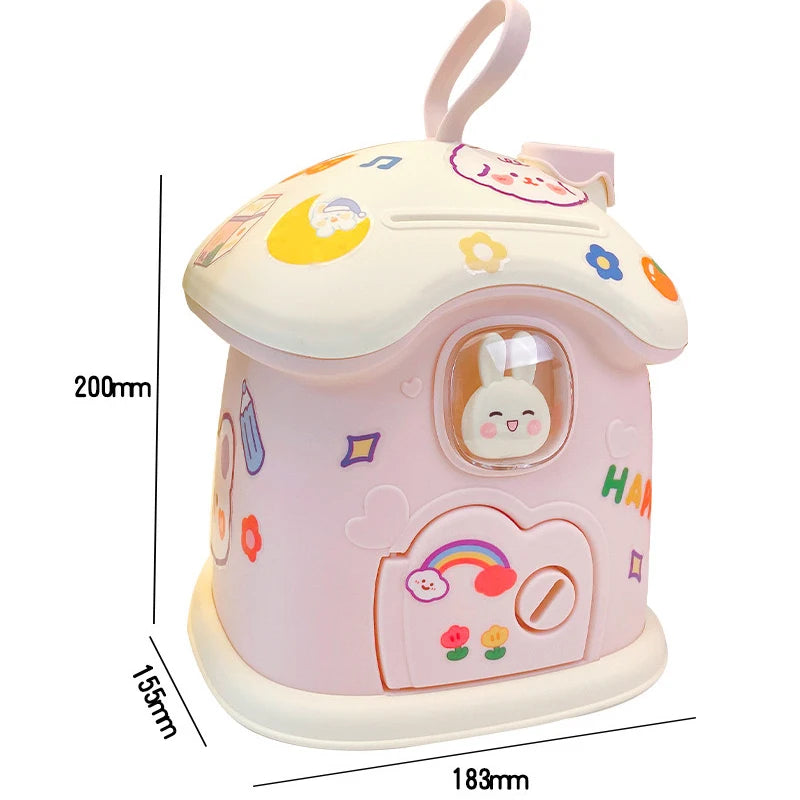Girl DIY Creative Piggy Bank with Lock Key Money Saving Toy for Kids Christmas Gift