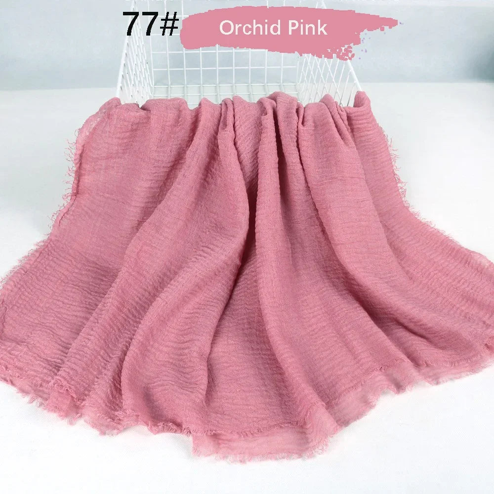 180X90CM Muslim Women Crinkle Hijab Soft Cotton Scarf