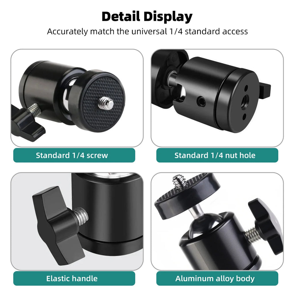 CowLost | product_id-mini-ball-head-1-4-screw-mount-360-swivel-for-dslr-tripod-led-light-bracket |6