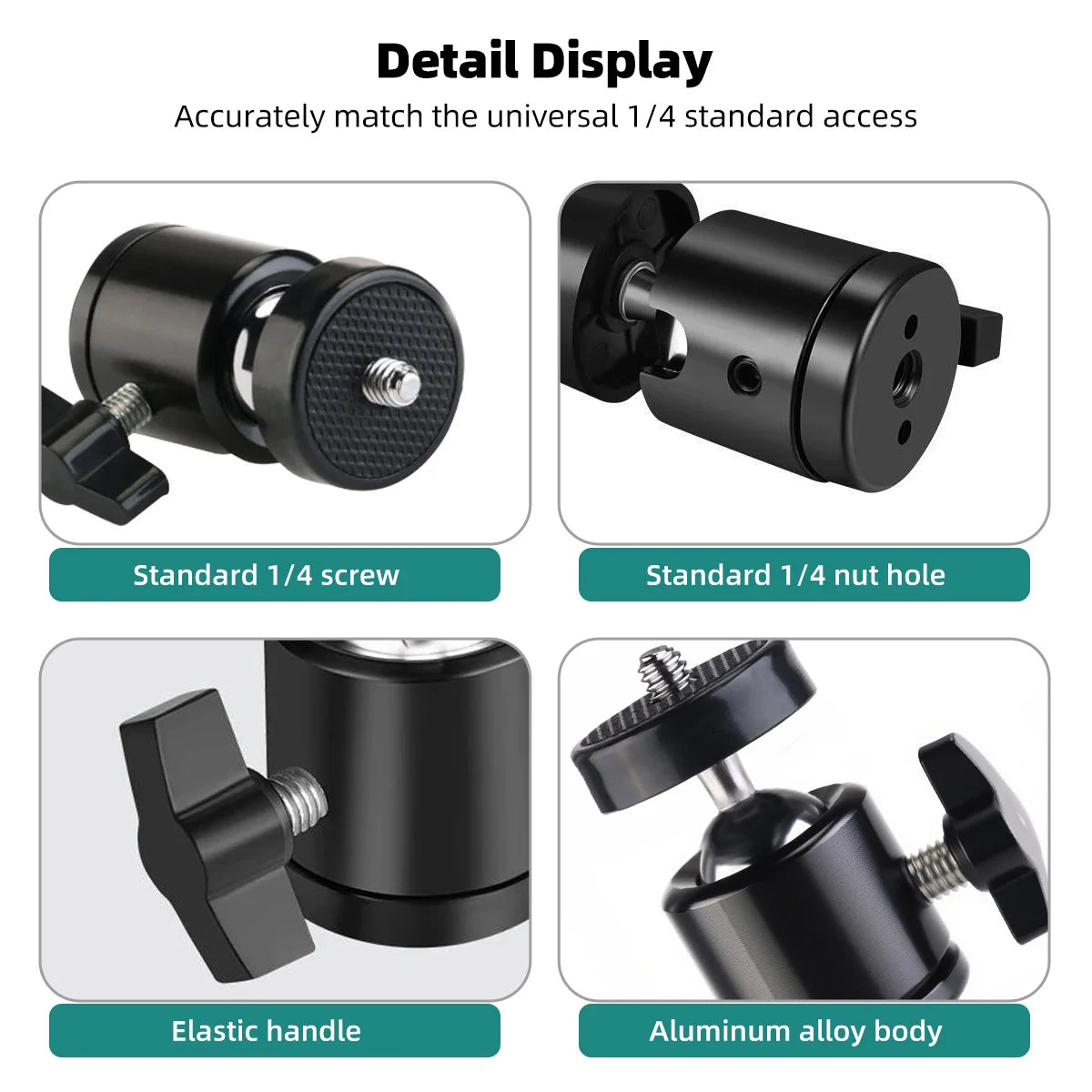 CowLost | product_id-mini-ball-head-1-4-screw-mount-360-swivel-for-dslr-tripod-led-light-bracket |6
