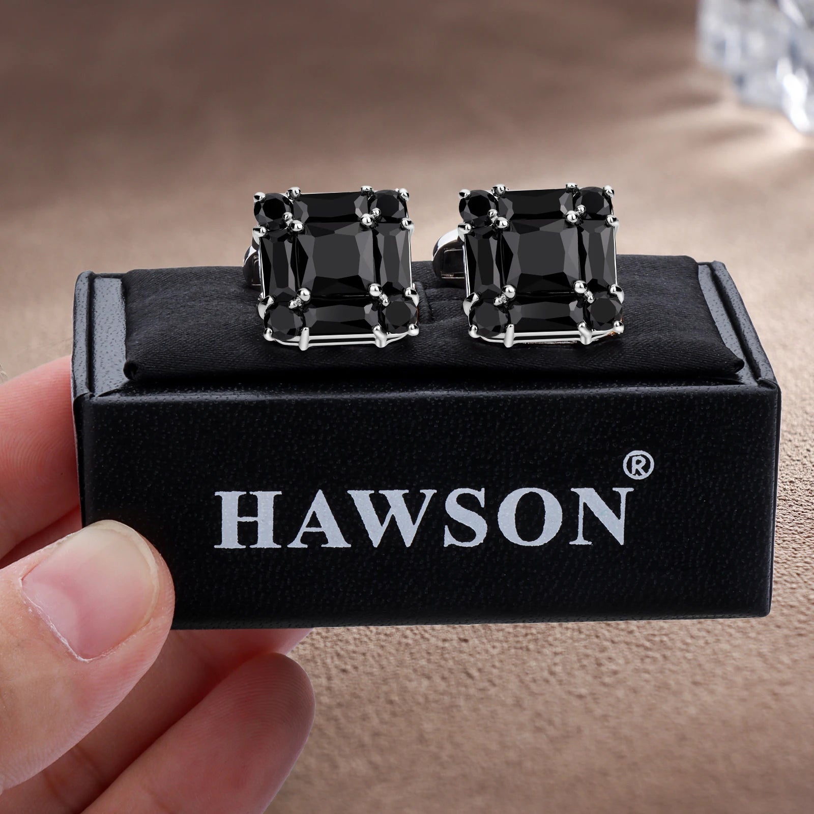 CowLost | clothing-accessories-trendy-zircon-square-cufflinks-for-men |9