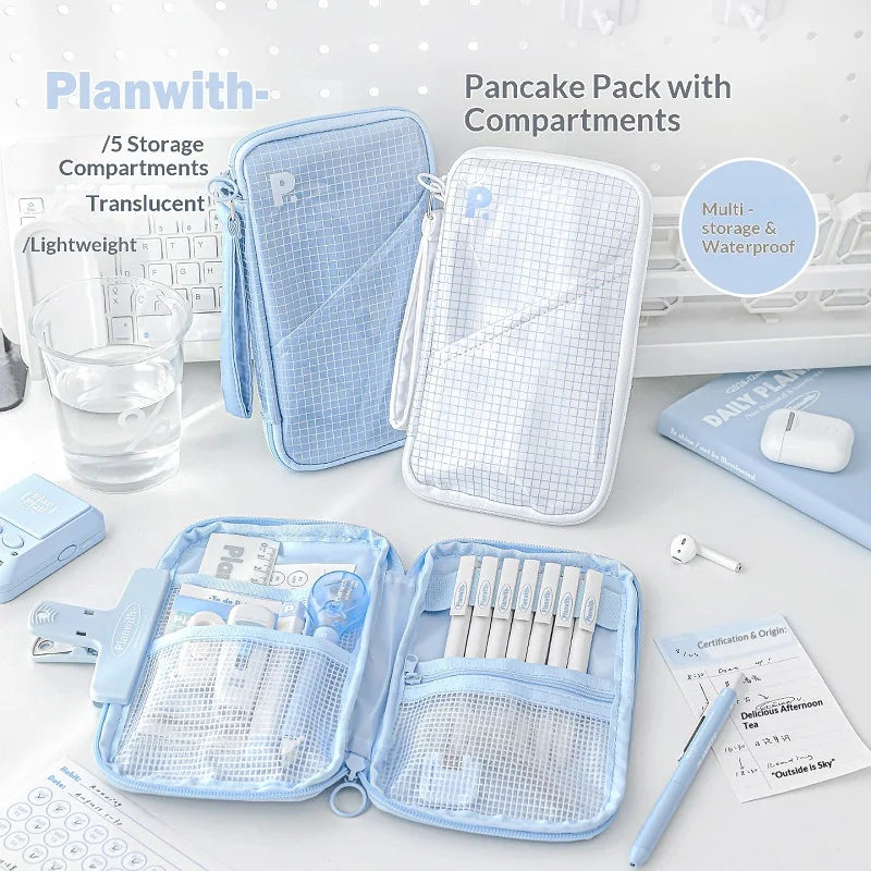 CowLost | product_id-planwith-translucent-sesame-bun-large-capacity-pencil-case-for-school-travel |2