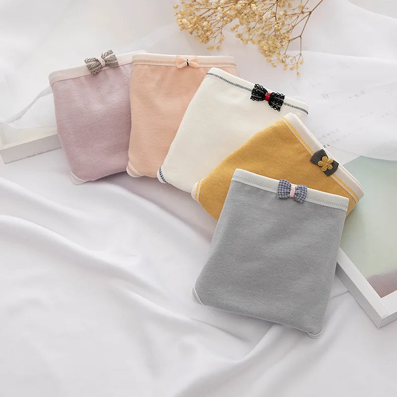 CowLost | product_id-5pcs-womens-cotton-low-waist-breathable-solid-briefs-underwear |11