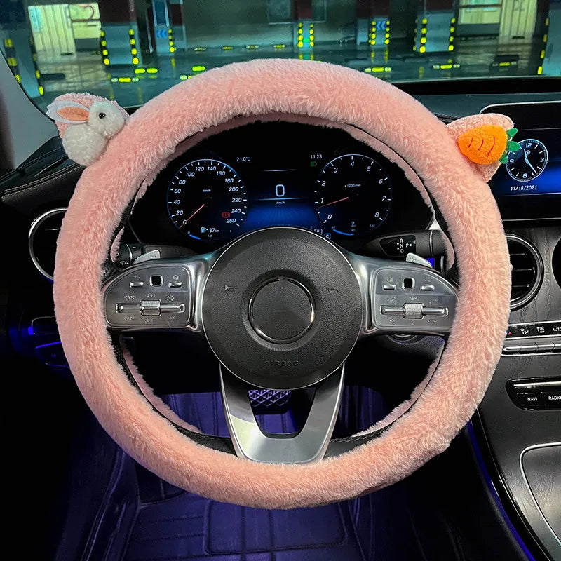 CowLost | winter-warm-soft-plush-cartoon-bear-ear-car-interior-accessories |24