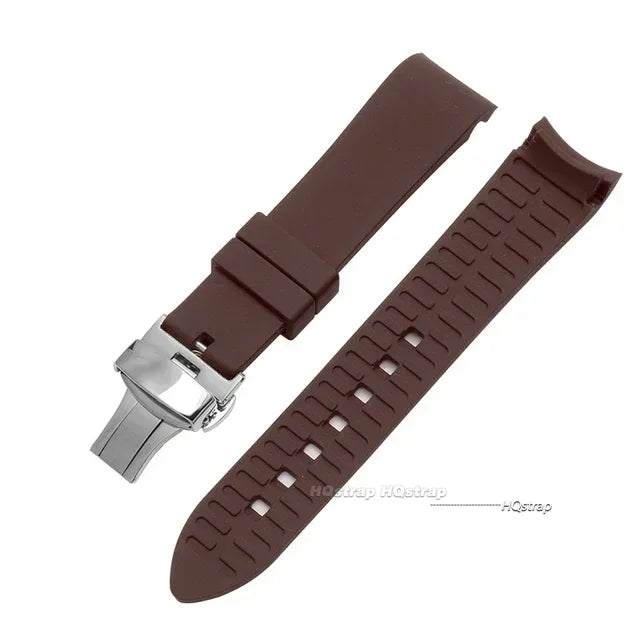 Curved End Silicone Watch Strap 20mm 22mm with Stainless Steel Buckle for Swatch Seiko