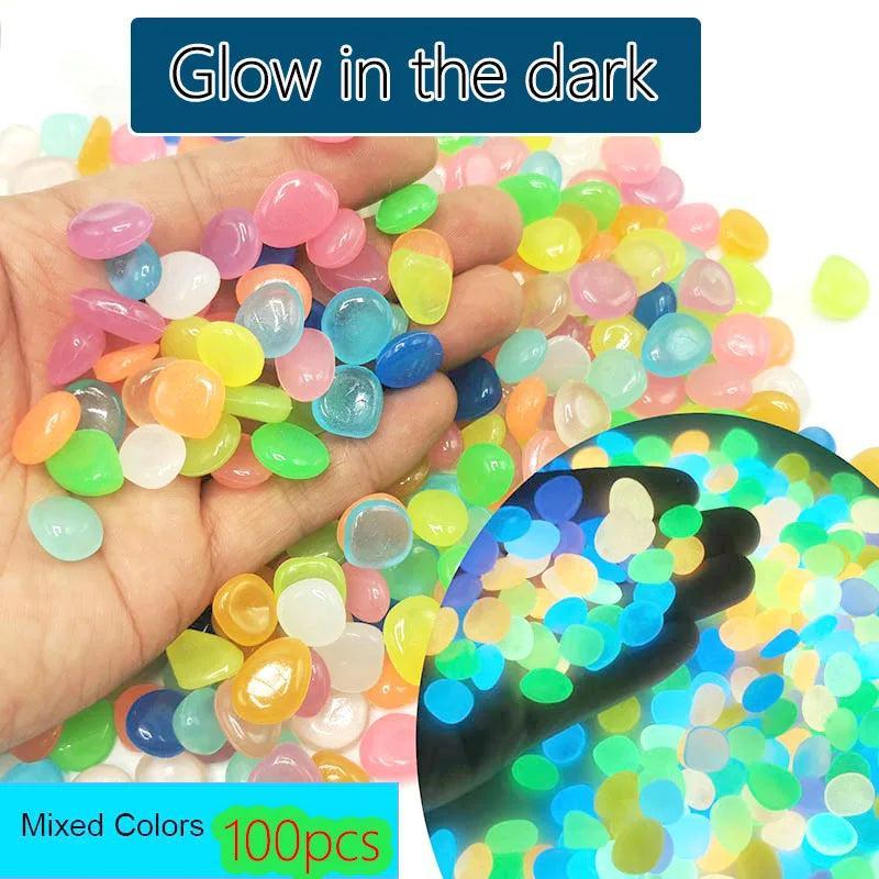 100pcs 14x11mm Dark Pebbles Glow Fish Garden Stone Aquarium Decoration