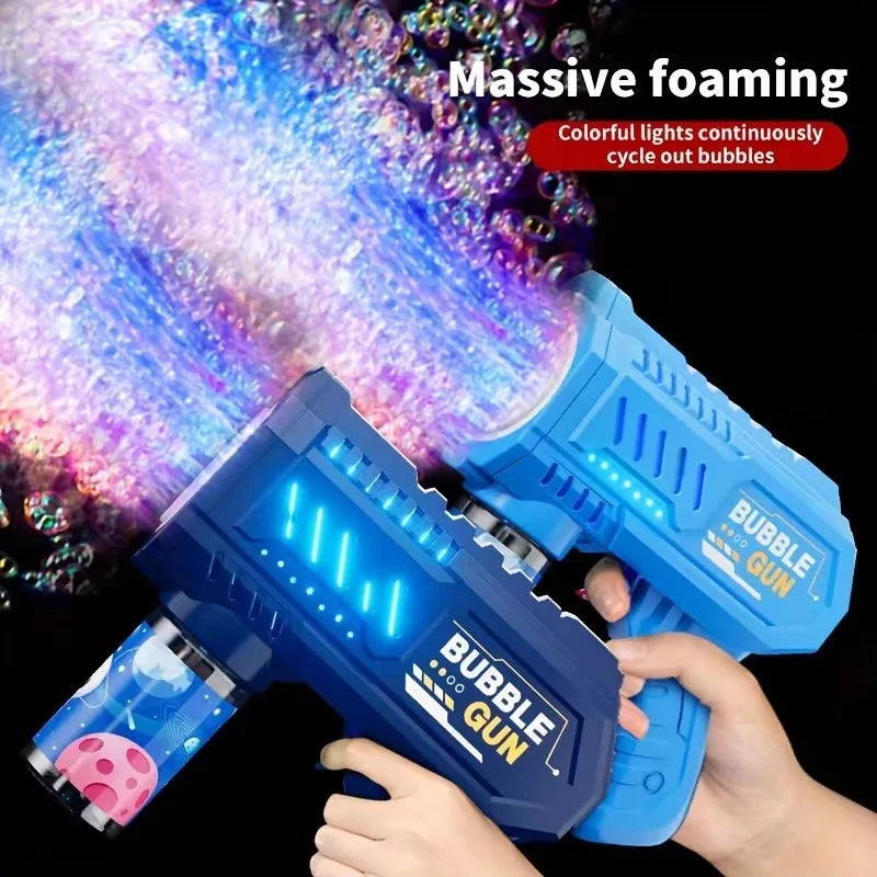 Automatic Bubble Gun Rocket Blower with Bubble Liquid Toy for Kids Outdoor Beach Gifts
