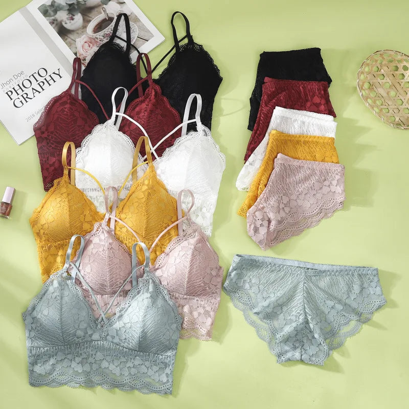 CowLost | product_id-women-s-lace-embroidered-push-up-bra-and-panties-set-solid-color-lingerie |5