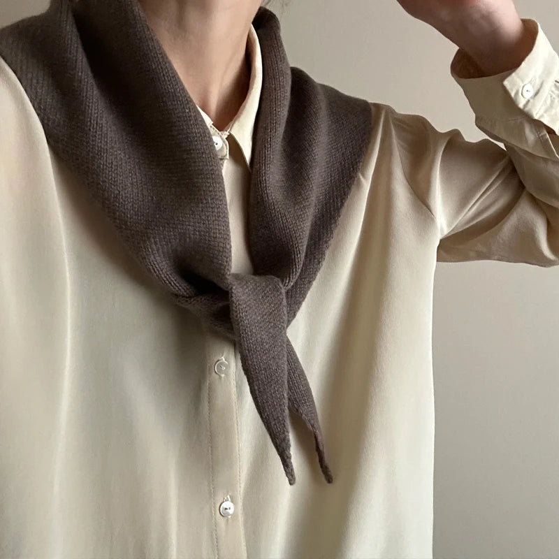 CowLost | australian-wool-knitted-triangle-scarf-shawl-womens-autumn-winter-warm-neck-protection-scarf |2