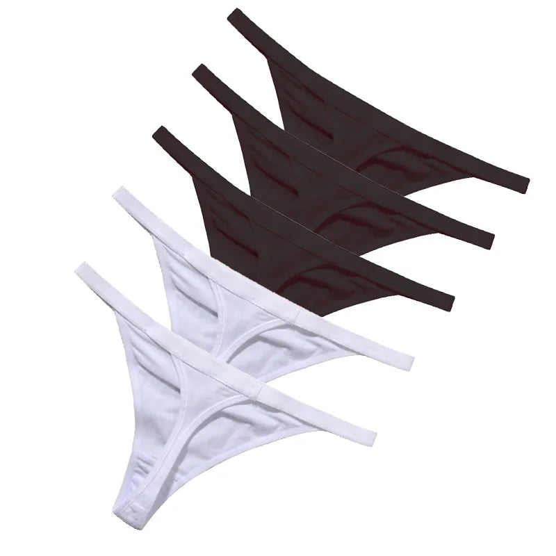 CowLost | 5pcs-women-rib-g-string-thongs-sexy-female-low-waist-panties |22
