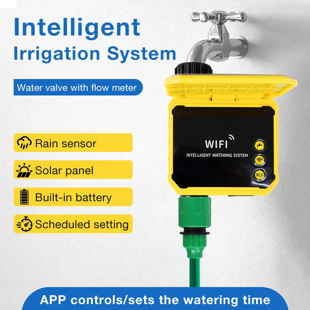 WiFi Solar Irrigation Timer 1/2/4 Outlet Smart Watering Controller for Garden Greenhouse