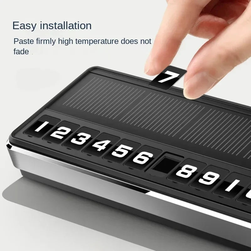 CowLost | vehicle-decor-product_id-solar-car-phone-number-plate-led-temporary-parking-card-with-multiple-numbers |4