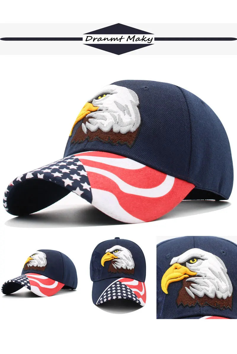 CowLost | mens-animal-baseball-cap-patriotic-bald-eagle-and-american-flag-snapback-caps |9