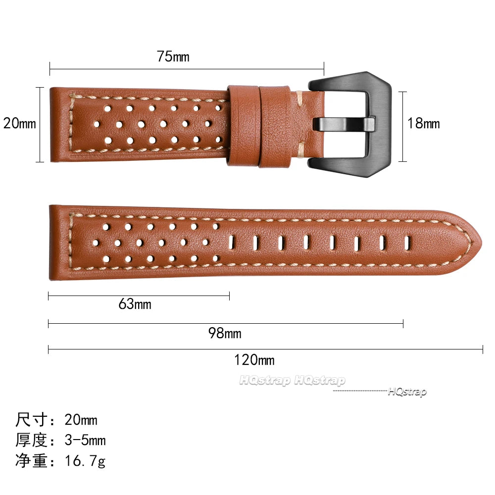 CowLost | product_id-vintage-handmade-breathable-leather-watch-strap-18-26mm-for-panerai-gray-black-brown-blue |8