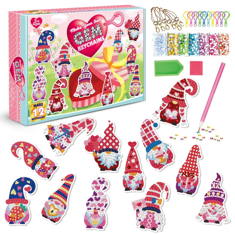 CowLost | product_id-childrens-cartoon-princess-pirate-magic-gem-diamond-painting-diy-keychain-set |9
