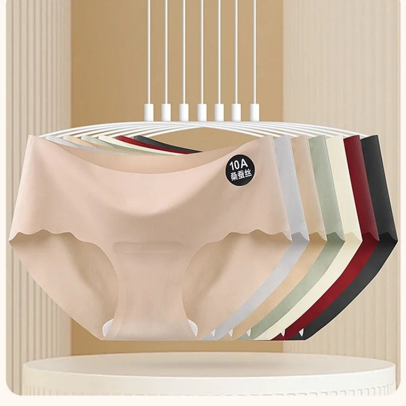 CowLost | product_id-4pcs-women-low-waist-ice-silk-stretch-briefs-solid-colors-m-xl |8