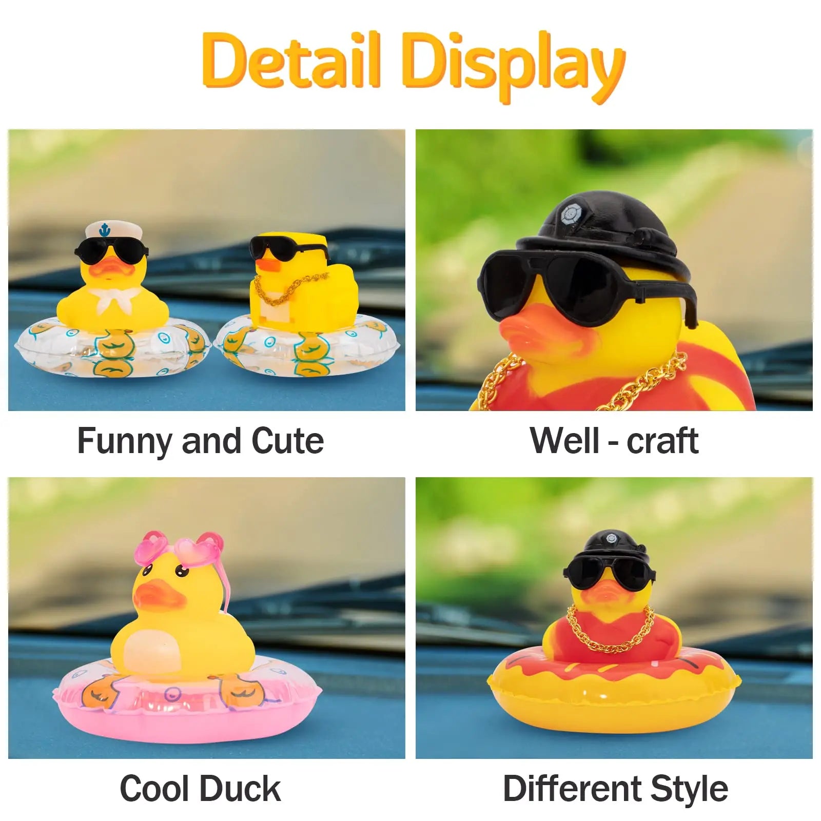 CowLost | product_id-car-rubber-duck-dashboard-ornament-with-mini-swim-ring-necklace-and-sunglasses |5