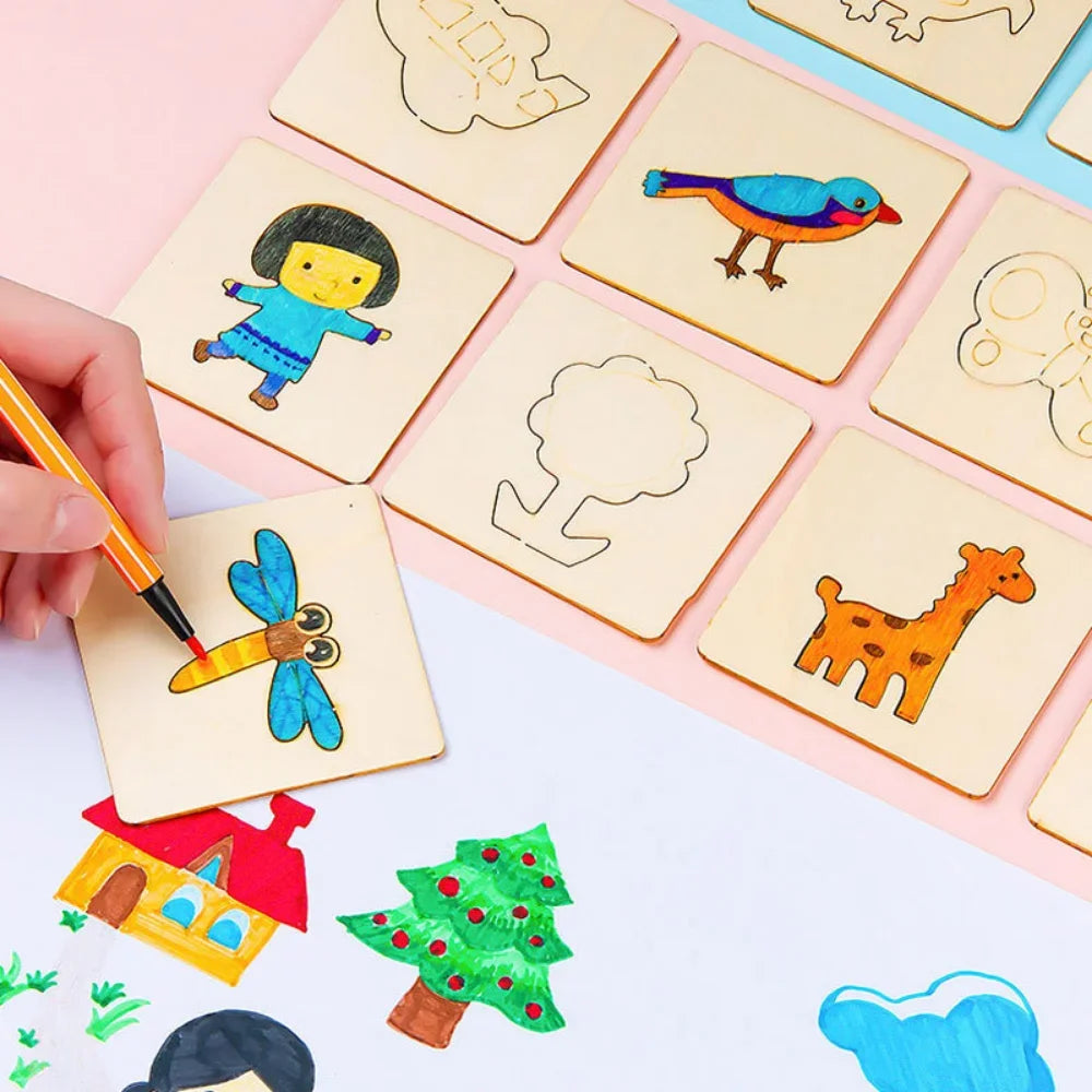 CowLost | product_id-montessori-wooden-diy-drawing-painting-stencil-toys-educational-set-10-20pcs |2
