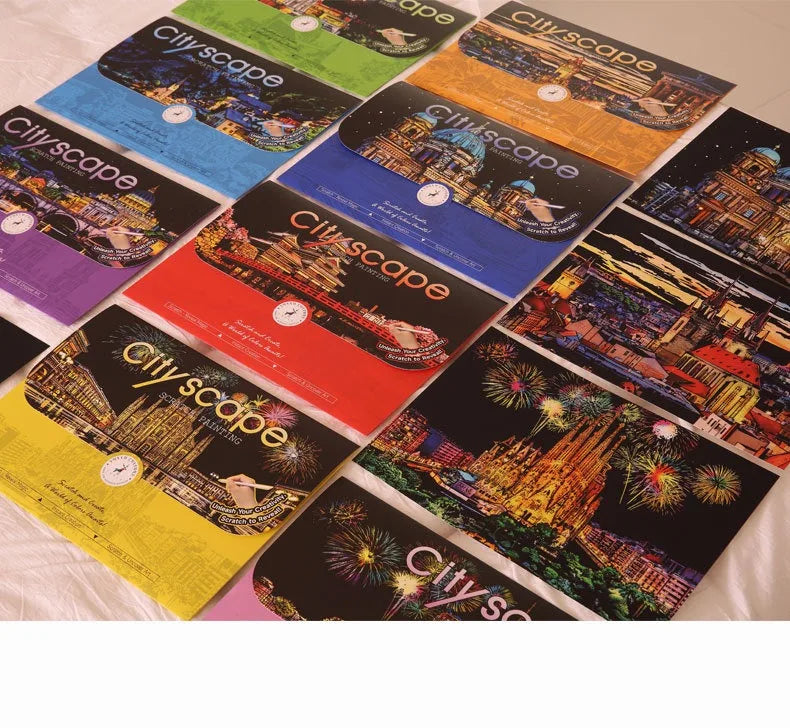 CowLost | product_id-2-pcs-diy-scratch-painting-set-famous-buildings-cityscape-night-view-40-5x28-5-cm |21