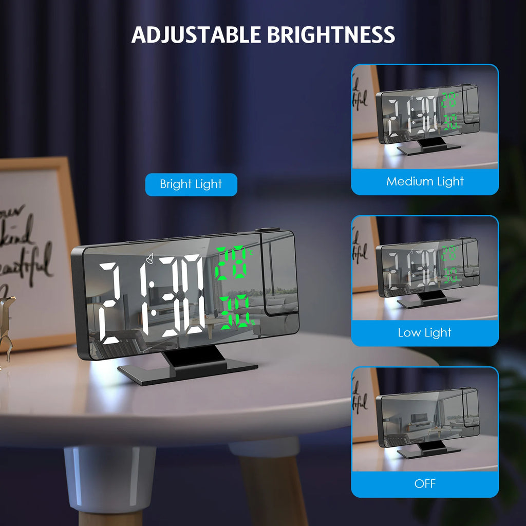 ORIA Digital Projection Alarm Clock with LED Temperature & Humidity Display for Home and Office
