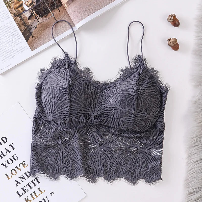 CowLost | product_id-wireless-floral-lace-push-up-bra-with-removable-pads-solid-bralette-for-women |12