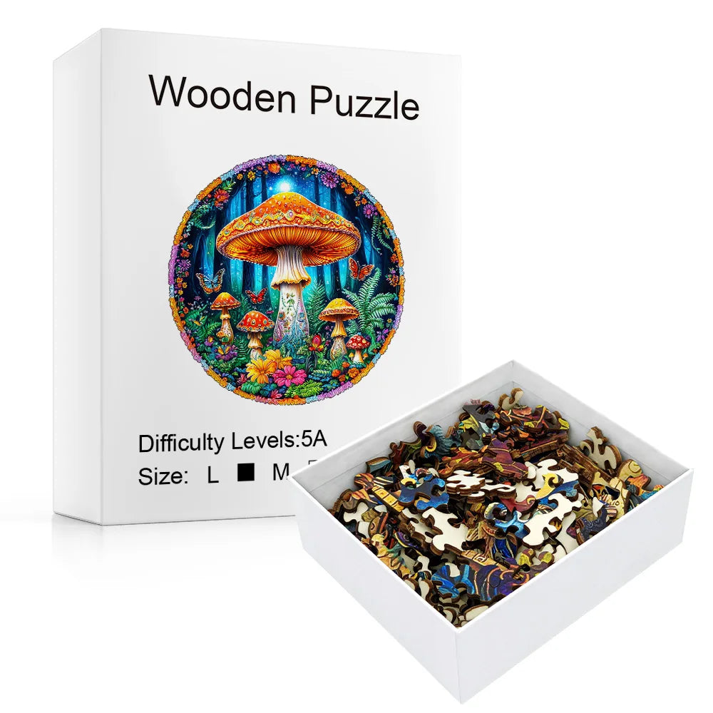 CowLost | product_id-enchanted-forest-mushroom-wooden-jigsaw-puzzle-premium-brain-teaser-gift-box |2