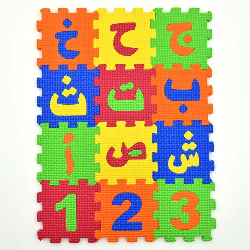 Arabic Alphabet and Number Puzzle Mats for Kids 28PCS Language & 8PCS Number Carpet Rugs
