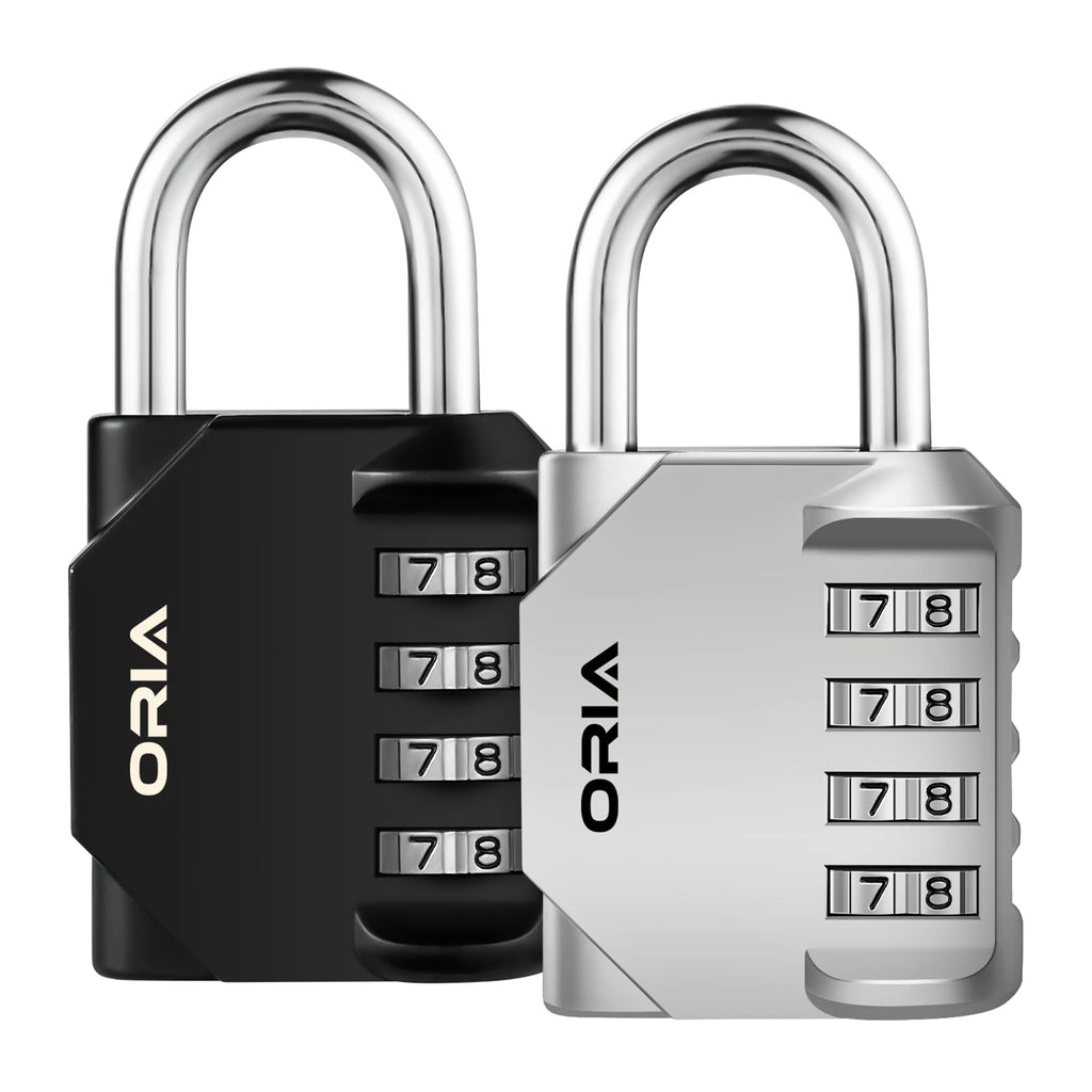 ORIA 2PCS 4-Digit Waterproof Combination Padlocks for Door, Suitcase, Bag, Cabinet, Gym