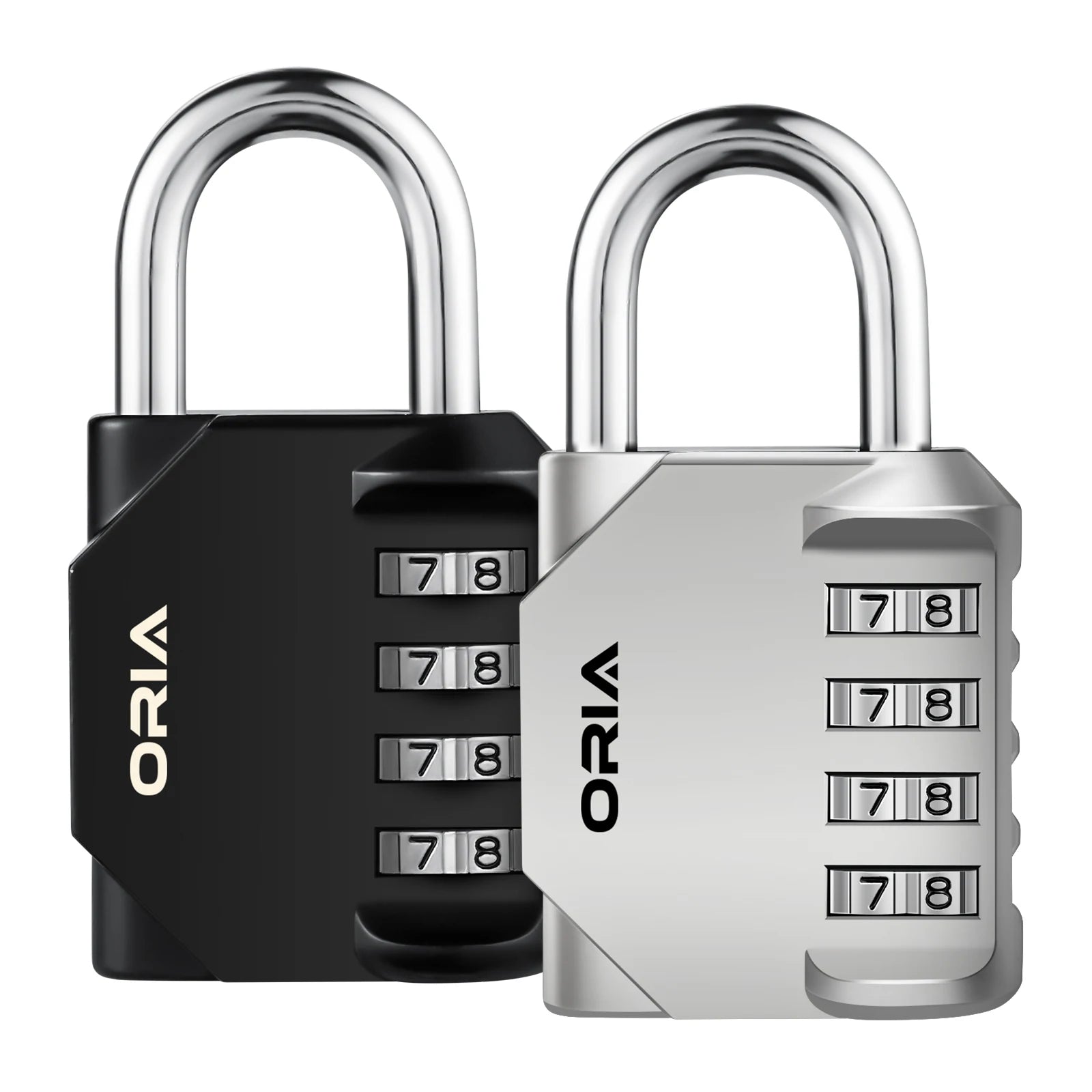 ORIA 2PCS 4-Digit Waterproof Combination Padlocks for Door, Suitcase, Bag, Cabinet, Gym