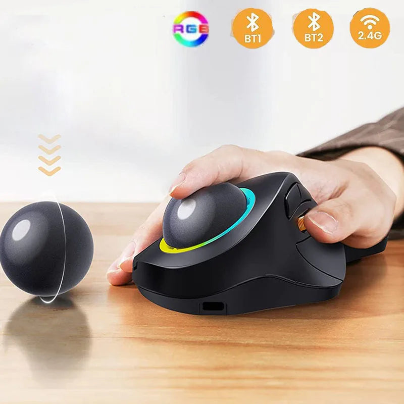 CowLost | jomaa-bluetooth-rgb-trackball-mouse-2-4ghz-wireless-finger-control-rechargeable-ergonomic-backlit-rollerball-mice-for-mac-ipad |1