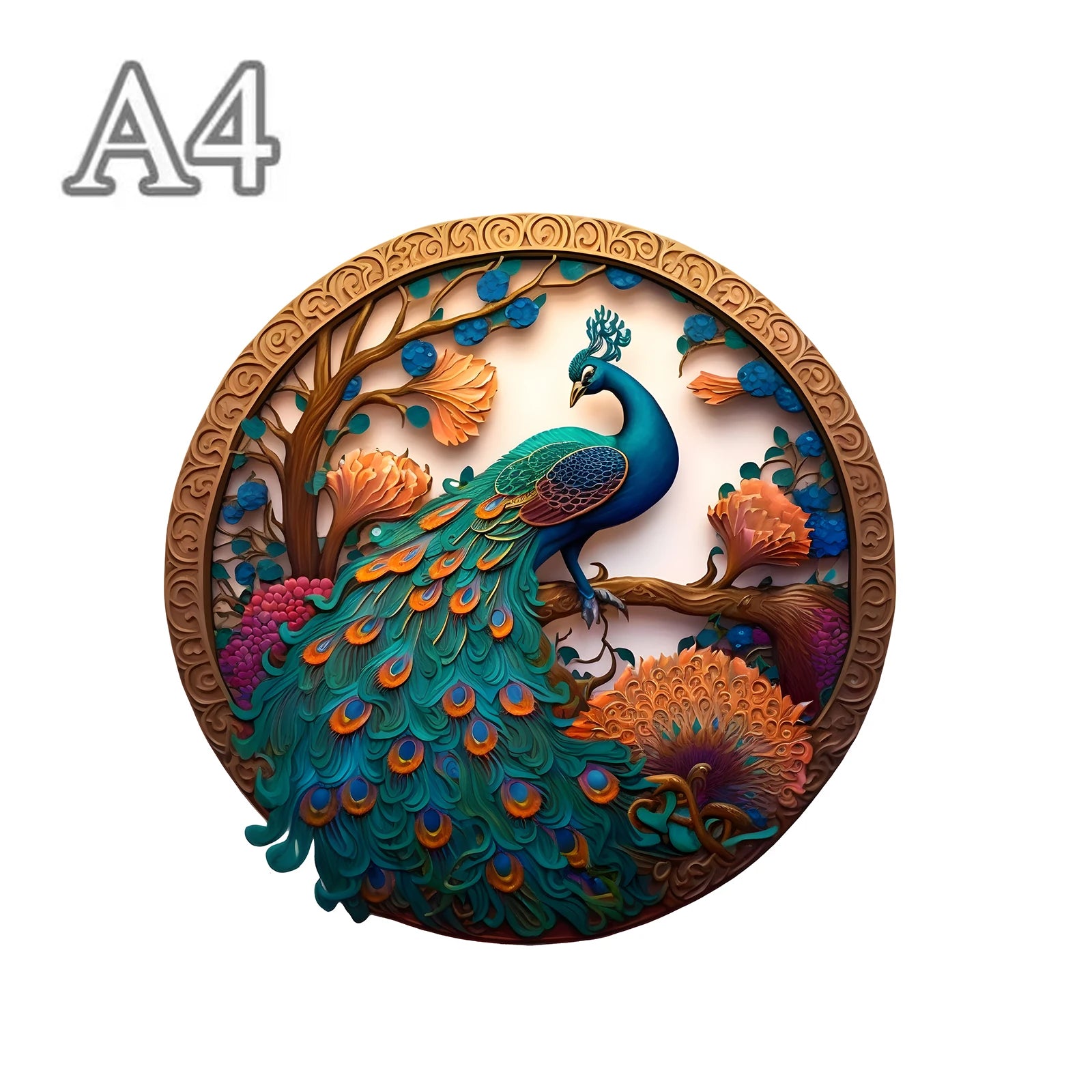 CowLost | product_id-3d-wooden-round-peacock-puzzle-educational-animal-toy-gift |8