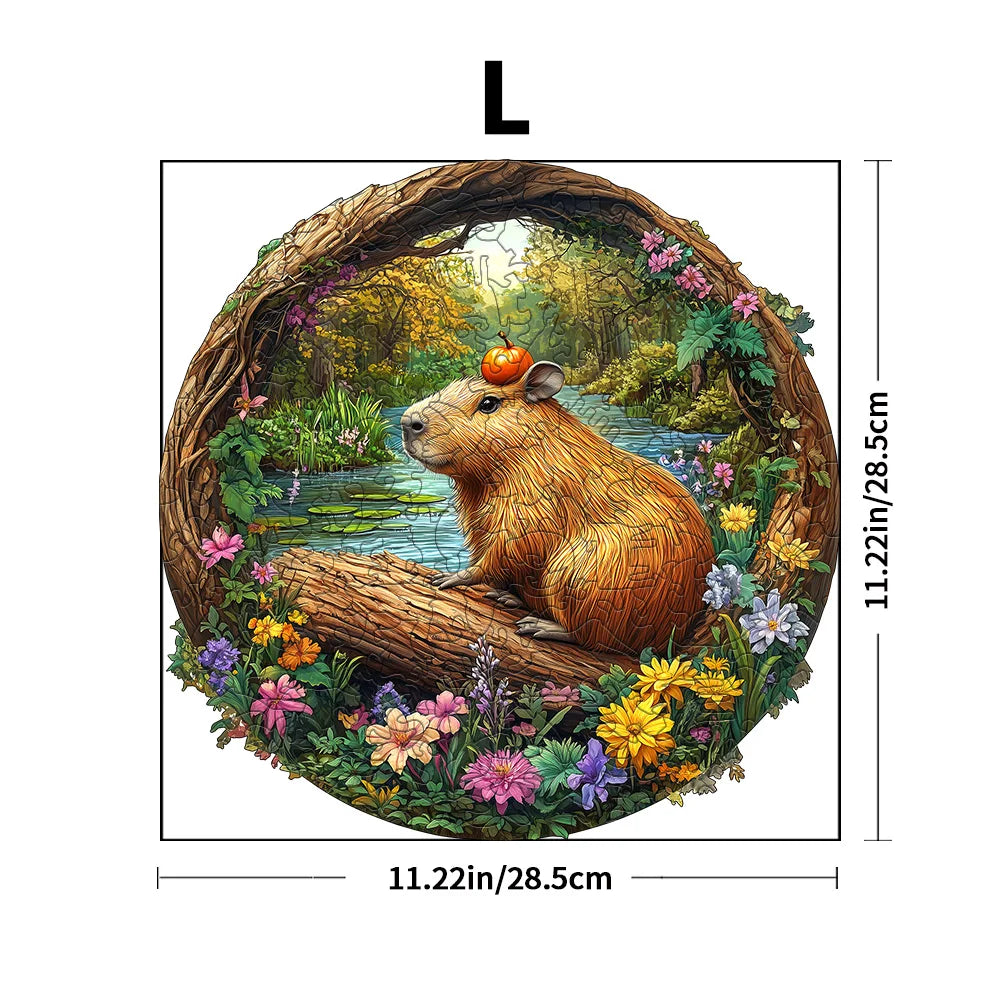 CowLost | product_id-wooden-capybara-pumpkin-forest-animal-jigsaw-puzzle-with-irregular-pieces |11