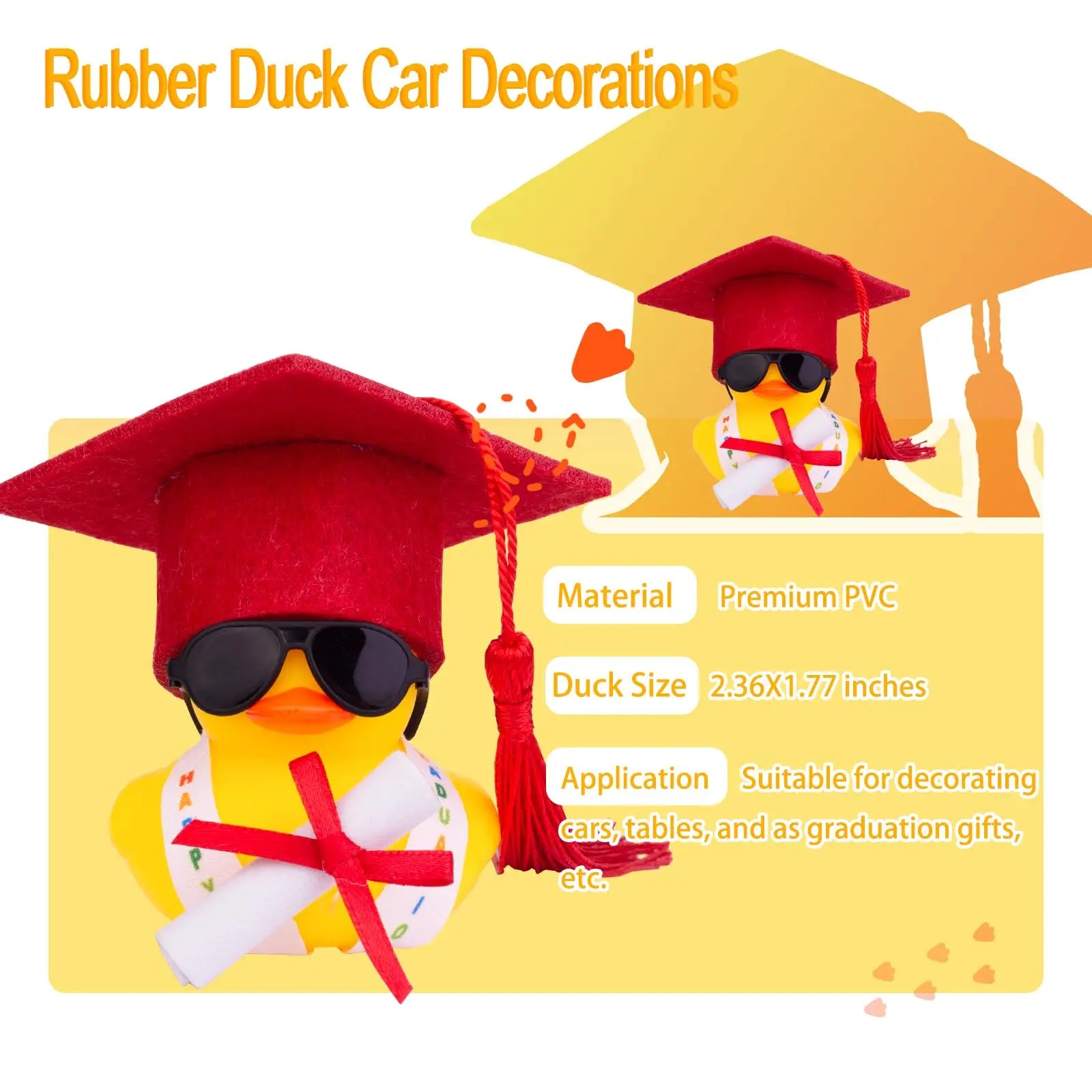CowLost | product_id-graduation-rubber-duck-car-ornament-set-with-mini-hat-and-glasses |2